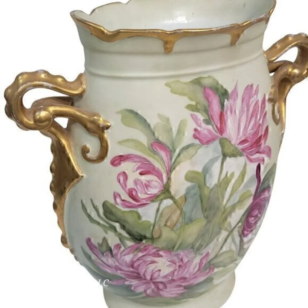 Antique Elite Limoges France Vase Floral Painted